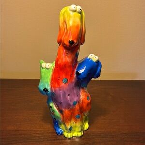 Colorful Floppy Dog Ceramic 3 Slotted Vase